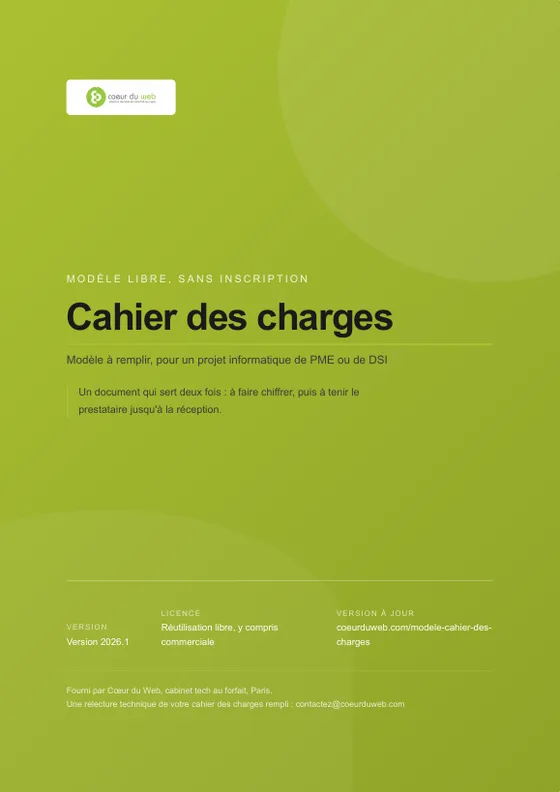 Page 1 du modèle : la couverture